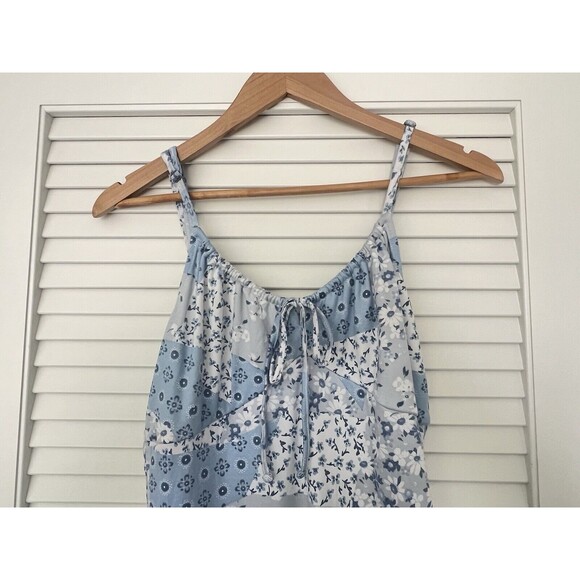 Hollister Women's Light Blue Boho Patchwork Floral Sundress Empire Waist Medium - Picture 2 of 7